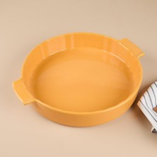 Nacario Aryıldız Elissa Rölyefli Yuvarlak Fırın Kabı Sarı 32.5 cm