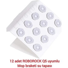 Nacario Roborock Q5 Uyumlu Robot Süpürge Mop Braketi Su Tapası, 12'li Set, Beyaz