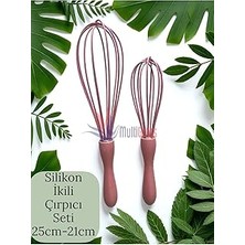 Nacario 2'li Silikon Çırpıcı Seti, 25CM-21CM, Somon