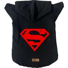 Nacario Kapişonlu Sweatshirt Köpek ve Kedi Kıyafeti & Elbisesi - Siyah Superman Xs Beden