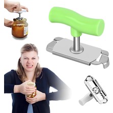 Nacario Kanji Pratik Kavanoz ve Şişe Kapak Açacağı - Yeşil – Paslanmaz Çelik, Ayarlanabilir, Ergonomik Tutma Saplı