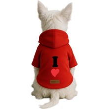 Nacario Baskılı Içi Polarlı Köpek ve Kedi Kıyafeti & Elbisesi - Kırmızı Renk Kapüşonlu Hoodie B60B1 6xl