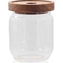 Nacario Ahşap Kapaklı Cam Saklama Kabı 500 ml