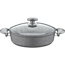 Nacario Oms Granit Karnıyarık Tencere 22X7 Gri Cam Kapak - 152.3310.01.02-22-GRİ