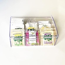 Nacario Evonox 6 Bölmeli Şeffaf Poşet Çay Kutusu, Akrilik Şeffaf Poşet Çay Kutusu, Evonox 6 Bölmeli Kapaklı Paket Çay Kutusu, Akrilik Çay Kutusu, Şeffaf Çay Kutusu 732