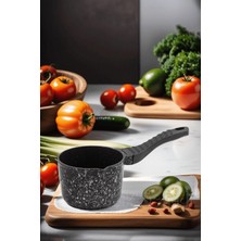 Nacario Granit Döküm Kaçerola | Sütlük | Sosluk 14 cm Siyah