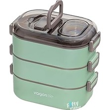 Nacario Vagonlife 1450 ml 3 Kat Çelik (2 Kat Kullanılabilir) Bento Lunch Box Yeni Nesil Sefer TASI-FFLBOX7083