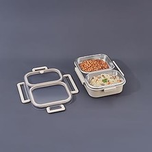 Nacario Aryıldız Bento Dikdörtgen 2 Bölmeli Lunch Box Yemek Termosu Vizon 1000 ml