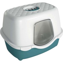 Nacario Stefanplast Tres Chic Karbon Filtreli Kapalı Kedi Tuvaleti Beyaz/yeşil 56X39X39 cm