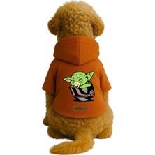 Nacario Baskılı Içi Polarlı Köpek ve Kedi Kıyafeti & Elbisesi - Turuncu Renk Kapüşonlu Hoodie B729A Xs