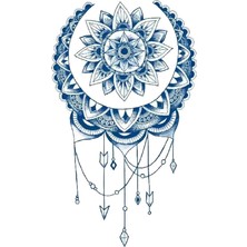 Nacario Mandala Çiçek 18X11 cm 1 Ay Kalıcı Yarı Kalıcı Geçici Dövme Yapıştırma Dövme