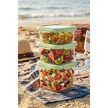 Nacario 3'lü Set Loxo Sızdırmaz Saklama Kabı 700-1000-1500 ml Yeşil