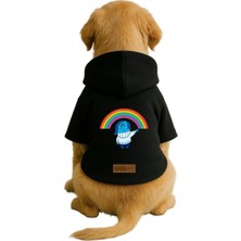 Nacario Baskılı Içi Polarlı Köpek ve Kedi Kıyafeti & Elbisesi - Siyah Renk Kapüşonlu Hoodie B8383 3xl