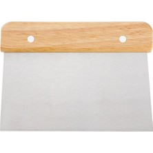 Nacario Paslanmaz Çelik Ahşap Saplı Hamur Pasta Börek Kek Şekillendirici Kesici Kazıyıcı Spatula, 14X10 cm