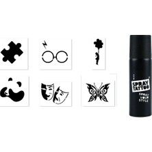Nacario Puzzle Panda Spray Tattoo Geçici Siyah Sprey Dövme Seti