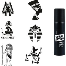 Nacario Antik Mısır Tanrıları Sprey Dövme ile Geçici Dövme Yapma Seti Siyah Spray Tattoo