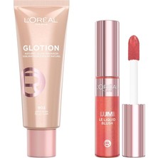 Nacario L'oreal Paris Glotion 902 Highlighter Likit Aydınlatıcı & Lumi Blush Likit Allık - Glowy Worth It Medium