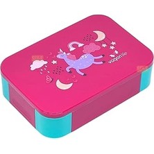 Nacario Vagonlife Bento 900ML Lunchbox Tek Katlı 2 Bölmeli Pp Plastik Çocuk Sefer Tası Yemek Kutusu (Pembe)