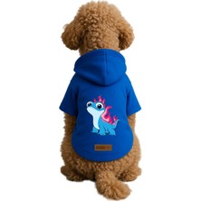 Nacario Baskılı Içi Polarlı Köpek ve Kedi Kıyafeti & Elbisesi - Mavi Renk Kapüşonlu Hoodie B269B, Xl