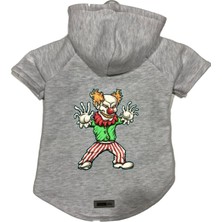 Nacario Kapişonlu Polar Sweatshirt Köpek ve Kedi Kıyafeti & Elbisesi Gri Evil Clown S