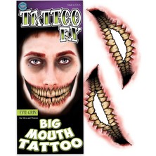 Nacario Clearstone Tinsley Transfers MW-131277 Evil Grin Big Mouth Geçici (Dövme Transfer, Tek Beden