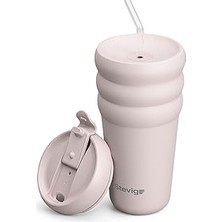 Nacario 3 Bubble Two-Cap Straw Tumbler Çelik Termos 600 Mililitre Soft Quartz ST-248