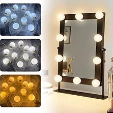 Nacario Technosmart 10LEDLI Usbli Makyaj Aynası Lambası Hollywood Tarz Dekorasyon Aydınlatma Banyo Ciltbakım