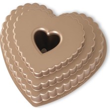 Nacario Nordic Ware Cast Bundt Bakeware Katmanlı Kalp, 12 Bardak, Şekerleme