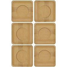 Nacario Bambu Çay Tabağı Altlığı, Kare Şekilli, Bej, Elde Yıkama Önerilen, Bulaşık Makinesi Uygun Değil, 10 x 10 Cm, 6 Parça