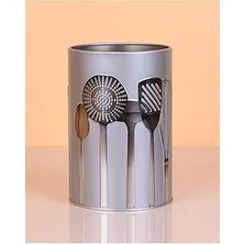 Nacario Ucr Home Metal Silindir Desenli Kaşıklık Servis Kepçe Kevgir Düzenleyici Toparlayıcı Gri