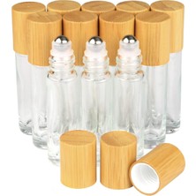 Nacario Şeffaf Yeniden Doldurulabilir Cam Boş Rulo Şişe, 10 ml Bambu Uçucu Yağlar Için Şişe Üzerinde Rulo Parfüm Numune Şişeleri Paslanmaz Çelik Rulo Top ve Bambu Kapaklı,12 Adet