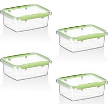 Nacario Smartware 4'lü Set Press - Lock Saklama Kabı 820 ml Yeşil