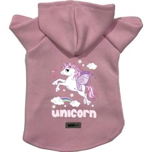 Nacario Kapişonlu Polar Sweatshirt Köpek ve Kedi Kıyafeti & Elbisesi - Pembe Unicorn L Beden