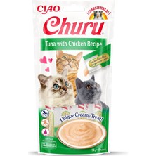 Nacario Inaba Ciao Churu Cream Ton Balıklı ve Tavuklu Sıvı Kedi Ödül Maması 14 gr 4 Adet