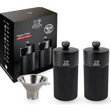 Nacario Peugeot Sınırlı Üretim Gece Şık Tuz Değirmeni ve Karabiber Değirmeni 12 Cm/4,7 Inç, Siyah. Yeniden Doldurma Hunisi Dahildir