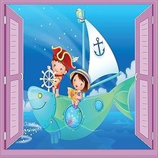 Nacario Çocuk Odası Bebek Odası Pencere Poster Duvar Kağıdı Kaptan