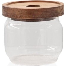 Nacario Ahşap Kapaklı Cam Saklama Kabı 300 ml