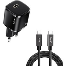 Nacario Livx Rapid 20W Usb-C Mini Pd Hızlı Şarj Cihazı Güç Adaptörü ve 50 cm Hızlı Şarj ve Data Kablosu L23 - Tct-50