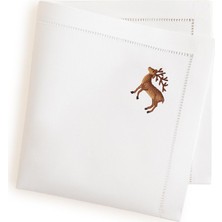 Nacario Deer Nakıslı Peçete 40X40 cm Beyaz