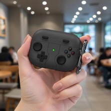 Nacario Caseonn Kılıf Retro Gamepad Siyah Siyah Samsung Galaxy Buds 3 Pro ile Uyumlu