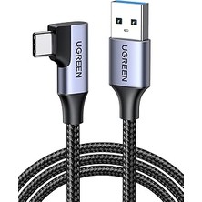 Nacario Ugreen Type-C USB 3.0 90 Derece Açılı Örgülü Data ve Şarj Kablosu 1 Metre