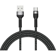 Nacario Psr Aksesuar Siyah Siyah Shira Serisi Type-C USB Kablo 2 Metre- ile Uyumlu