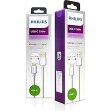 Nacario Philips USB - USB C Şarj Kablosu, 1.2 Metre, Deri, Siyah (DLC2528M)