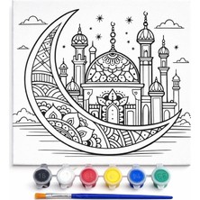 Nacario Ramazan Desenli Tuval Etkinlik Boyama Ramazan Süsleri, Ramazan Süsü, Ramazan Süslemeleri Dekarasyon 20-20 cm