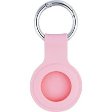 Nacario Airtag ile Uyumlu Silikon Anahtarlık Kılıfı 01 Pembe Açık