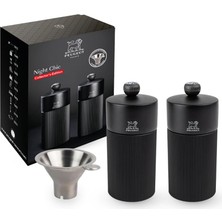 Nacario Peugeot Sınırlı Üretim Gece Şık Tuz Değirmeni ve Karabiber Değirmeni 12 Cm/4,7 Inç, Siyah. Yeniden Doldurma Hunisi Dahildir