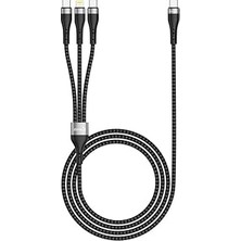 Nacario Zore Zr-45 3in1 Usb-A To Lightning - Type-C - Type-C Şarj ve Data Kablosu 20W 1.5m Siyah