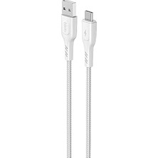 Nacario Knıt 2A Çıkış, Usb-A To Type-C Şarj ve Data Aktarım Kablosu, Örgü Tasarım, 1 Metre, Beyaz