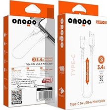 Nacario Onopo Android Uyumlu Type-C To USB Mini Kablo 3.4A Hızlı Şarj ve Data Kablosu 30CM - Q2 | 3.4A Hızlı Şarj | 480MBPS Veri Transferi | Kompakt Tasarım | 2 Yıl Ithalatçı Garantisi