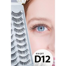 Nacario Ruby Face Doğal Görünümlü Ipek Bütün 10LU Takma Kirpik Seti- 10 Çift Gerçek Takma Kirpik- Model: D12